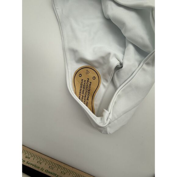 💜Geluboao V Neck Knot Front Push Up High Leg Thong, White small - Picture 4 of 5